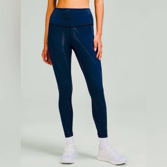 Lululemon Wunder Train High Rise Tights 25” Sun Bleached Wash True Navy Size 0 - Picture 7 of 9